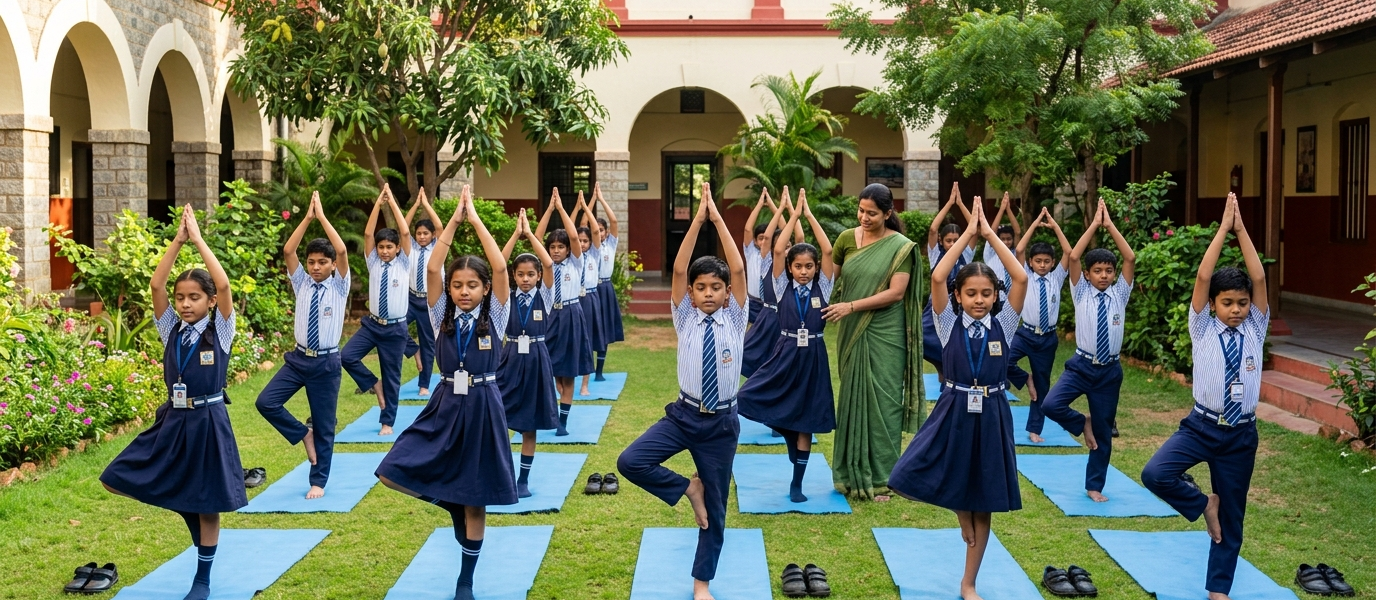 School Yoga Protocol Digital Detox Mental Health Kids | Ayushya Path
