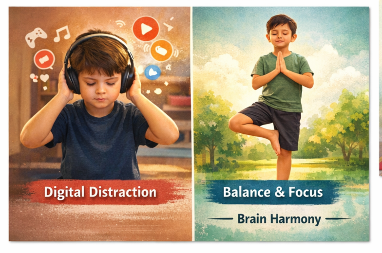 Digital distraction vs mindful child balance