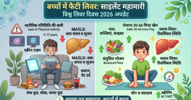 बच्चों में फैटी लिवर का कारण जंक फूड और योग द्वारा प्राकृतिक समाधान | आयुष्य पथ इन्फोग्राफिक