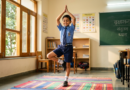 Student performing Vrikshasana in classroom
