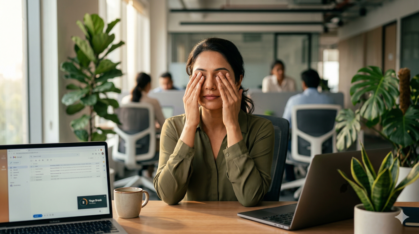 Palming in Workspace - Eye Yoga