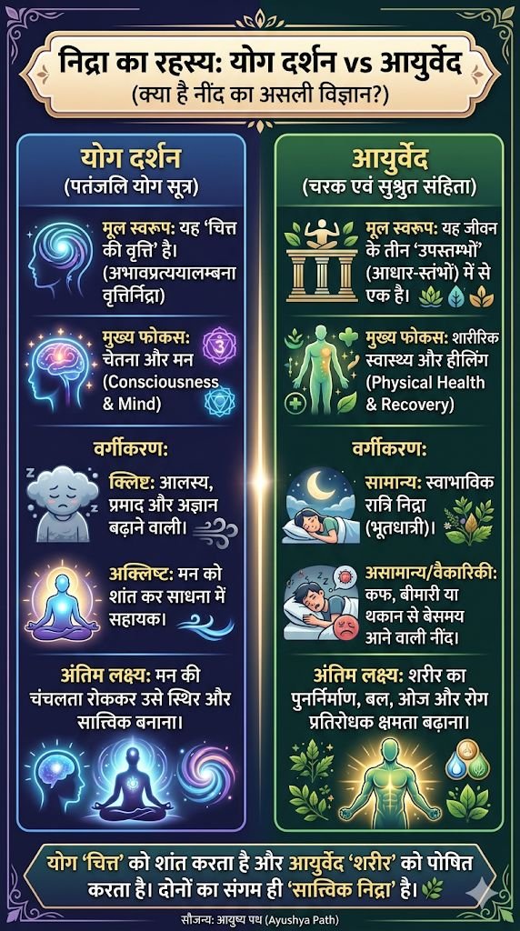 Nidra rahasya Yoga Darshan vs Ayurveda