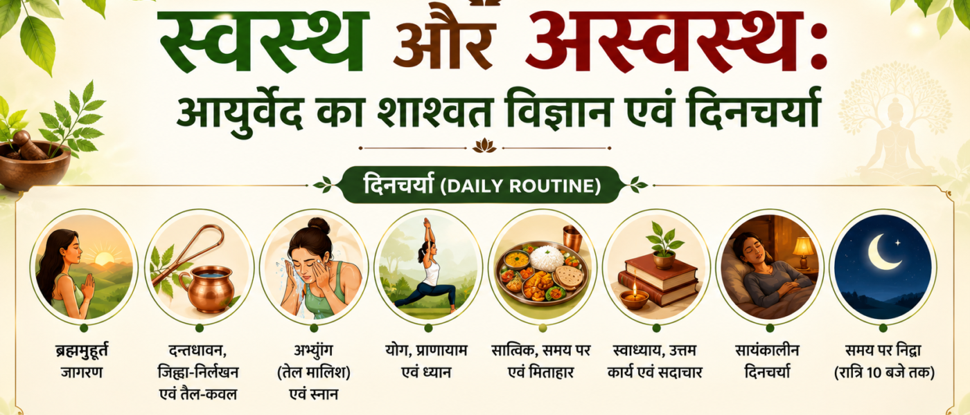 स्वस्थ और अस्वस्थ: आयुर्वेद का शाश्वत विज्ञान एवं दिनचर्या