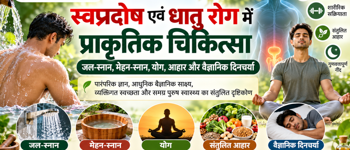 स्वप्नदोष एवं धातु रोग में प्राकृतिक चिकित्सा: जल-स्नान, मेहन-स्नान, योग, आहार और वैज्ञानिक दिनचर्या
